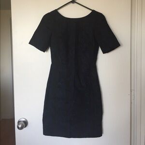 J. Crew Navy Textured Short Sleeve Midi Dress